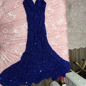 JVN Strapless Royal Blue Sequin Dress